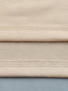 Claim Dot 男士字母印花网眼拼接圆领短袖休闲T恤 - 卡其色 - 查看 6