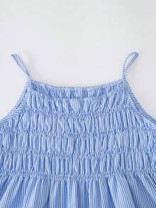 2pcs/Set Teen GirlCasual Camisole Top And Wide Leg Pants Set, Woven Fabric, Elastic Waist, Summer - Blue - View 7