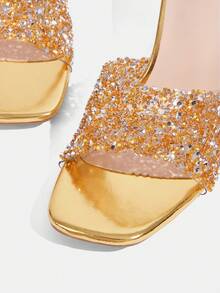 CUCCOO TILAWA Sparkling Water Diamond Women's High-Heeled Sandals With Water Diamond Hollowed-Out Design And Transparent Crystal Design, Featuring A Luxurious Style For Spring And Summer - Gold - View 5