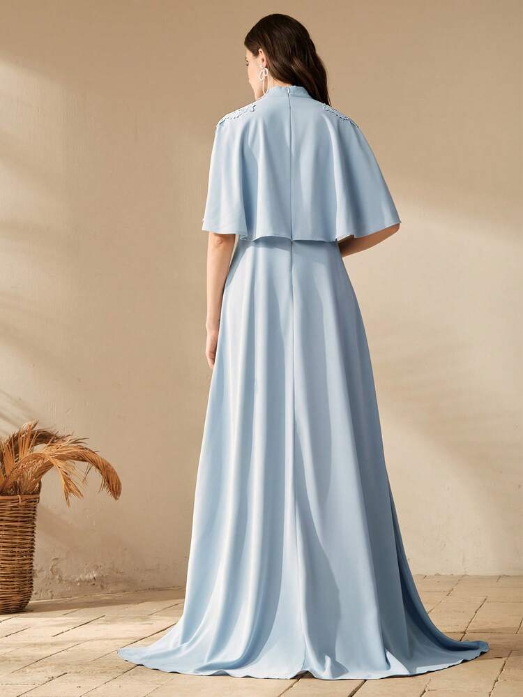 Women's Long Summer Dress With Floral Lace Design, Kaftan Style, Elegant, Waist Cinched, Flared Skirt, Suitable For New Year, Christmas, Valentine's Day