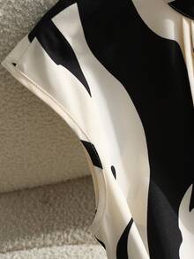 Franclia 夏季新款女士斑马纹波纹图案A字连衣裙，适合度假、外出和约会 - 彩色 - 查看 4