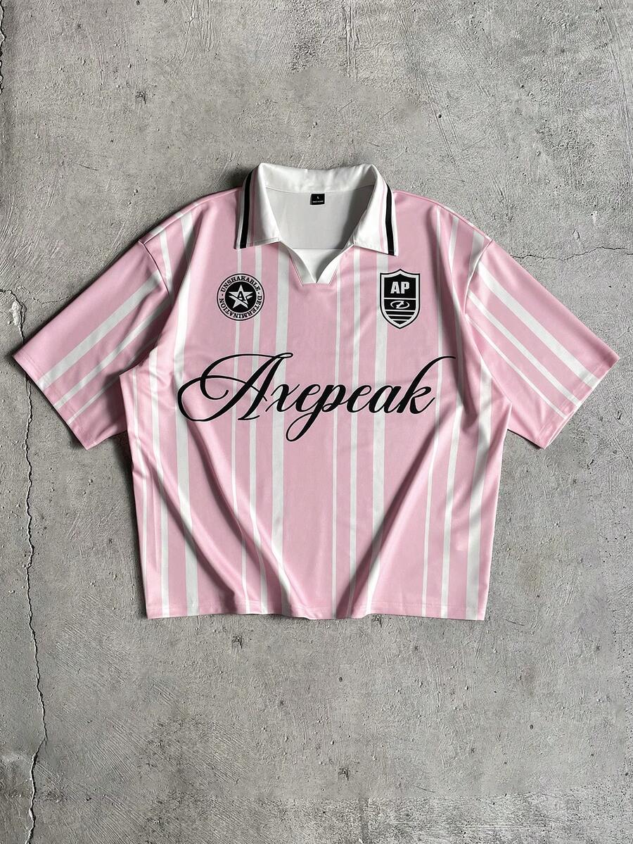 Men's AXEPEAK Casual Fashion Street Polo Shirt - Pink - View 1