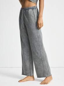 Ocili 女士休闲舒适水洗复古波西米亚宽松秋冬纯棉抽绳睡裤，时尚秋季家居服下装 - 黑色 - 查看 5