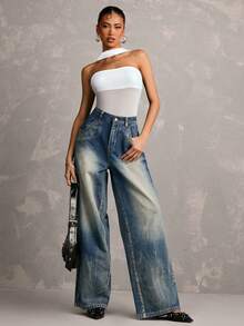 SHEIN BAE Body transparent sans bretelles noir unicolore pour femmes, blanc, été, élégant, sexy chic, club, convient pour les festivals de musique, les concerts, les fêtes, les tenues de festival - Blanc - Voir 3