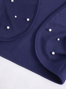 Tween Girl Elegant Party Beaded Decor Jacket & Sequin Mesh Patchwork Dress Set - Blue - View 4