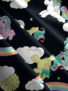 My Little Pony X SHEIN Tween Girl Casual Horse Print Crew Neck Sweatshirt, Autumn - White - View 7