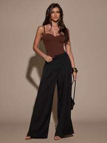 SHEIN BAE Women's Solid Color Sexy Fashion Camisole Bodysuit