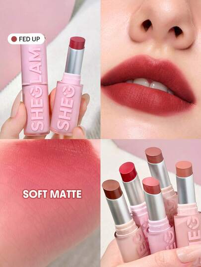 SHEGLAM Lip Veil Pintalabios Ligero Tipo Almohadilla-Fed Up lip combo Marca Belleza Maquillaje Maquullaje Cosmética para Mujeres Niñas Perfecto para Invierno Primavera Ideal para Y2K Elegante Moda Adecuado para Cumpleaños San Valentín Regalo Fiesta Listo Mejor Color