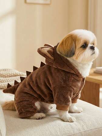 PETSIN 1pc Pet Clothing, Universal Clothing For Cats, Dogs, Autumn And Winter Thick Warm Jumpsuit, Cute Cartoon Shaped Transformation Outfit, Soft And Comfortable Hooded Sweatshirt In Winter