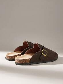 Solecia Women's Autumn/Winter 2025 Vintage Closed Toe Fluffy Flat Slippers, Comfortable Slip-On Shoes - Dark coffee - View 5