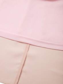 GlowEve CURVE Plus Size Elegant Commuter Solid Color Off-Shoulder Lantern Sleeve Dress - Pink - View 3