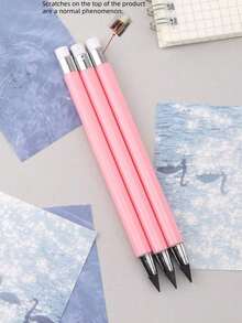 SHEIN 1/2 支粉色无限铅笔，无需削尖的永恒铅笔，无墨水卡哇伊无限笔，美术用品学校文具笔尖橡皮擦 - 彩色 - 查看 9