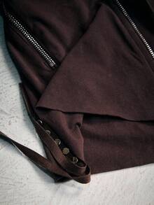 ROMWE Grunge Punk 女士不对称开襟连帽卫衣，做旧设计 - 咖啡棕 - 查看 7