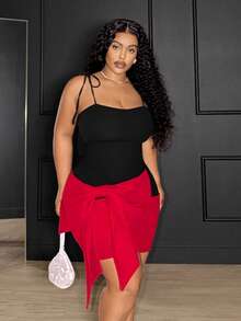 Slaydiva Black And Red,Summer,Girlism,Night Out Club Women's Elegant Long Dress,V-Neck Tie Waist Floral Print Bohemian Plus Size Dress For Wedding Guest - Black - View 3