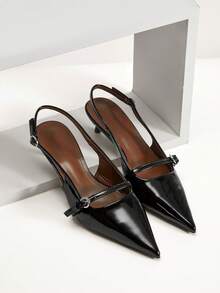 SHUZIA 女士尖头优雅时尚搭扣后跟带高跟鞋 - 黑色 - 查看 2
