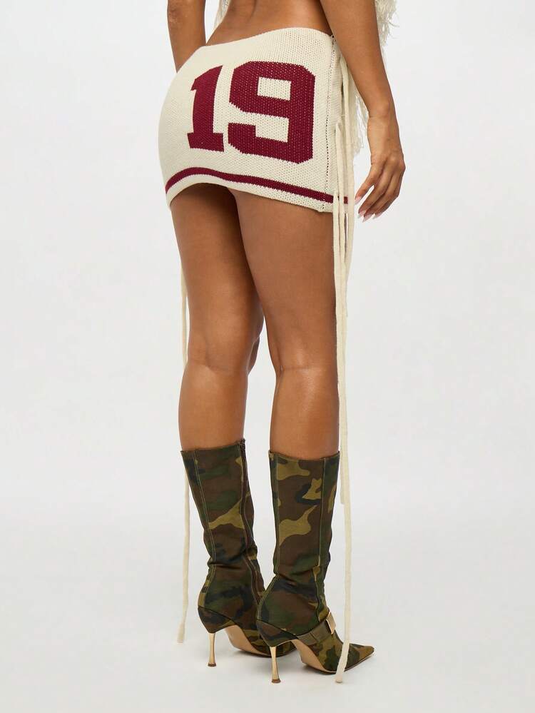 Knit Asymmetric Mini Skirt With Fringe