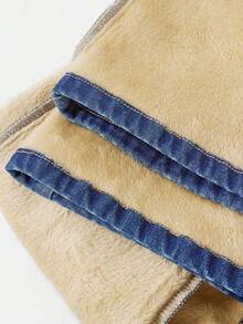 SHEIN Tween Girl Navy Blue Denim Fleeced Elastic Skinny Flare Pants