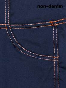 SHEIN EZwear 夏季服装 贴花细节 明线缝线 黑色针织 宽腰 紧身裤