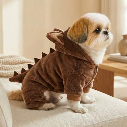 PETSIN 1件宠物服装，猫狗通用款，秋冬季加厚保暖连体衣，可爱卡通造型变身服，冬季柔软舒适连帽卫衣