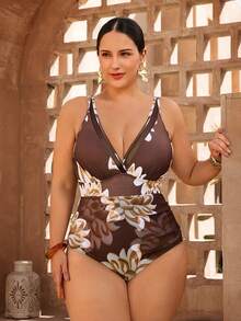 Swim Oasis 大码印花休闲泳衣套装，高端时尚系列女士两件式泳装 - 彩色 - 查看 5