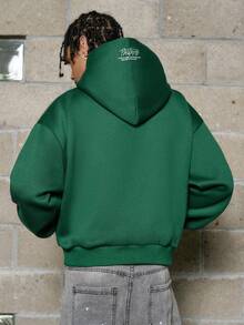 PAVTROS Men's Casual Minimalist Comfortable Pullover Hoodie, Versatile For Autumn/Winter Men's Streetwear Zip Up Green Hoodie Men Green Zip Up Hoodie New Year Green Sweatshirt Heavyweight Hoodie - Green - View 3