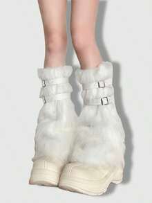 ROMWE Grunge Punk 1双豹纹时尚保暖女式腿套 - 白色 - 查看 2