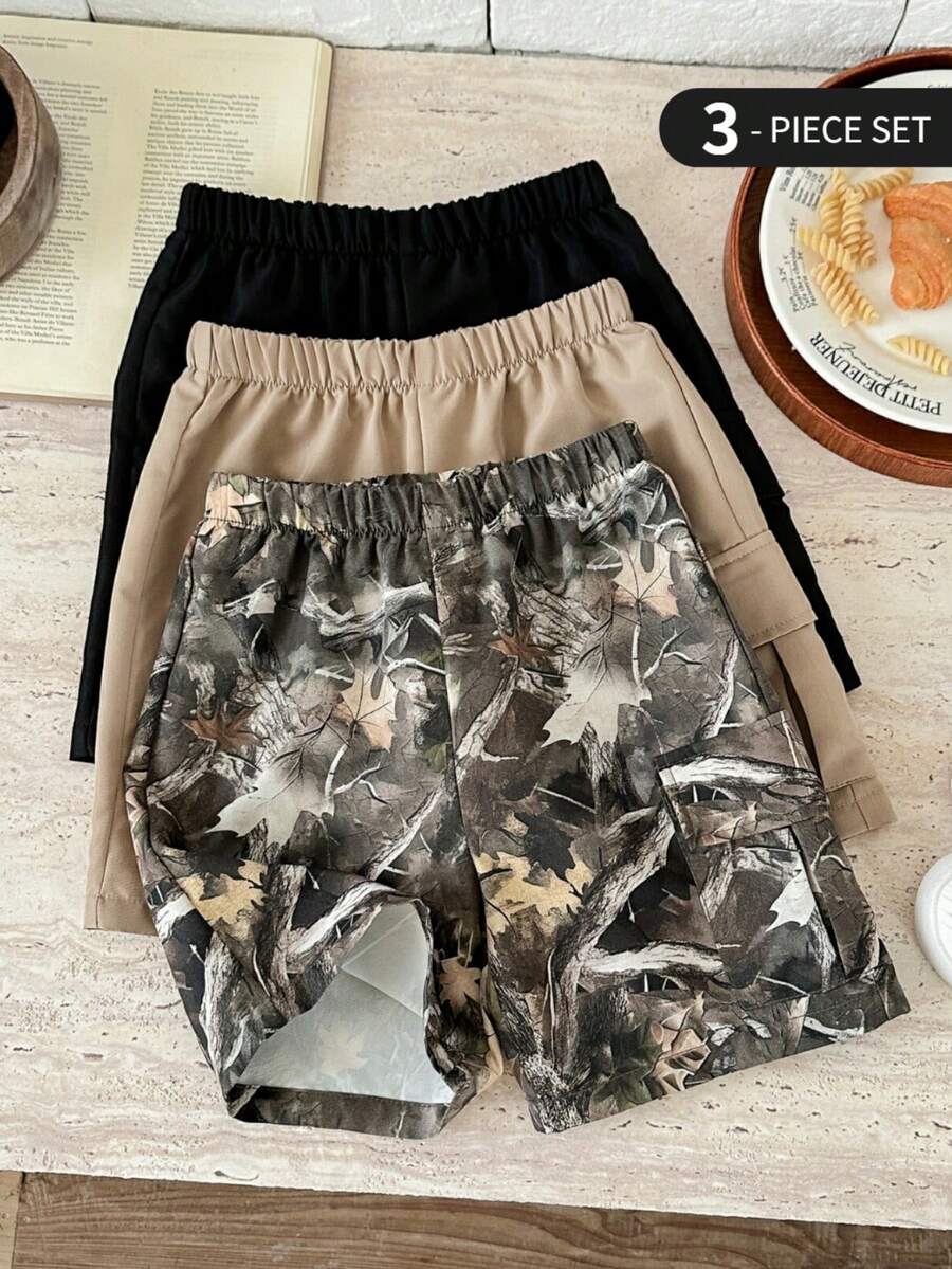 3件套男童梭织纯色及碎花休闲裤套装 - 彩色 - 查看 1