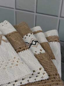 一套家用日常乡村风格微波炉防尘罩布，日常客厅餐桌和茶几装饰布，桌面保护罩，适用于家庭餐桌和节日装饰，也可用于微波炉、餐盘垫、床头柜罩、派对罩、桌布等。 - 彩色 - 查看 10