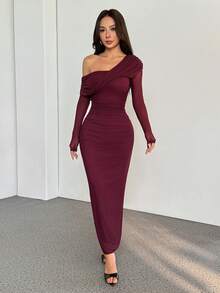 SHEIN PETITE 秋季夏季及夏季简约复古闪亮假日派对装扮锐舞音乐节郊游泳装度假波西米亚风 BOHO 热辣户外层次丰富的婚礼季宴会成人礼海滩海滨 - 酒紅色 - 查看 9