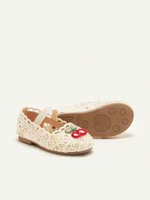 Cozy Pixies 1 Paar vielseitige Cut Out-Design Kirsche Mädchen/Kleinkind weiße Landhaus Prinzessin Ballerinas, geeignet für alle Jahreszeiten - cremefarben - Übersicht 8