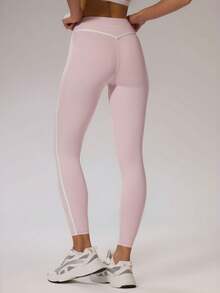 Musera Sport 运动撞色滚边高腰紧身裤，仅限冬季运动服，适合运动、健身房锻炼、滑雪、野雪等场合。 - 淺粉色 - 查看 3