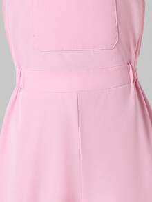 SHEIN ChillGRL 女童宽松休闲背带裤，粉色，蝴蝶装饰纯色连体裤，甜美清爽，适合日常穿着，上学和休闲外出皆宜，春夏皆宜 - 粉色 - 查看 6