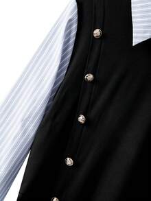 GlowEve CURVE Regalyn Plus Size Women's Colorblock Striped Long Sleeve Fashionable 2-In-1 Blouse Preppy Tops Striped Blouse - Multicolor - View 7