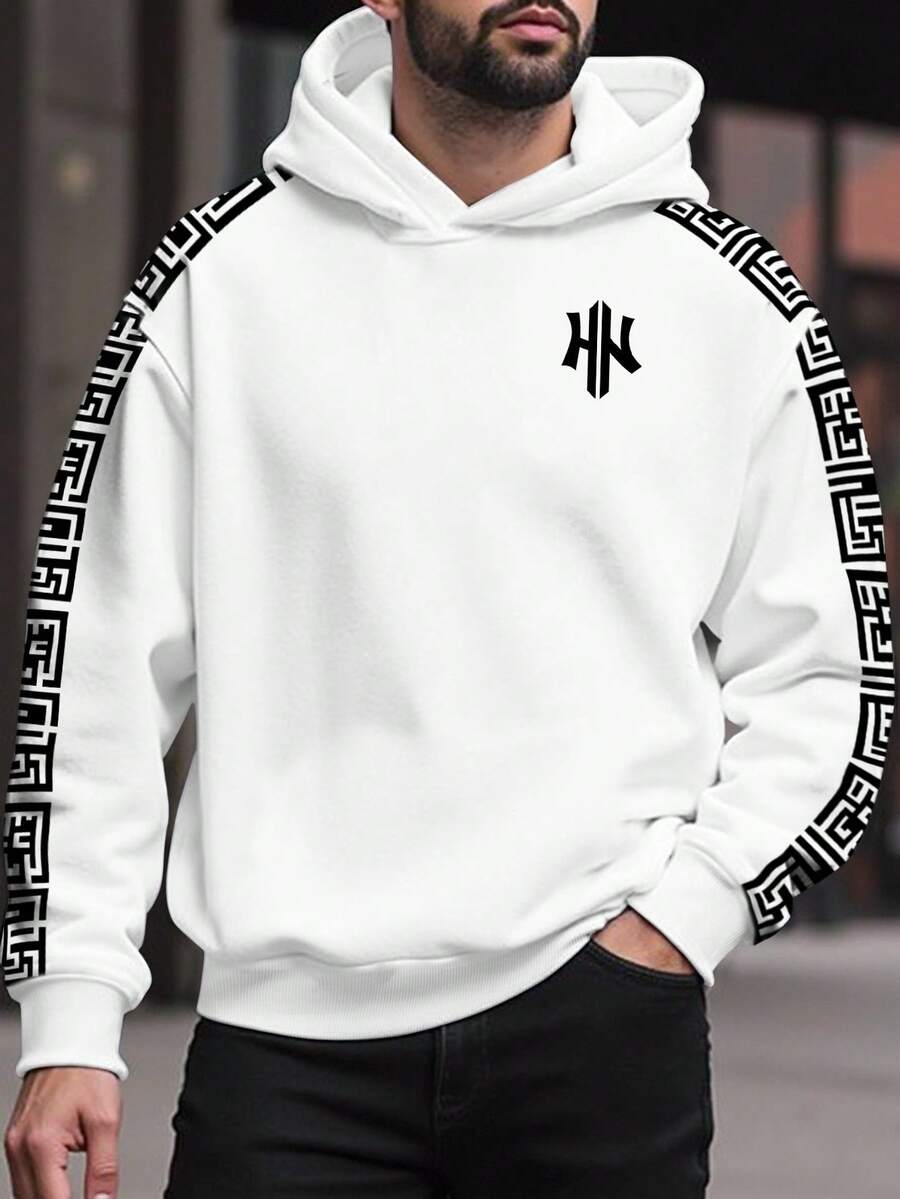 Manfinity LEGND Áo Hoodie Dài Tay Nam Cỡ Lớn, Họa Tiết Tương Phản, Áo Hoodie Thiết Kế Dành Cho Nam, Áo Hoodie Phong Cách Thường Ngày, Áo Hoodie Đường Phố - Nhiều màu - Xem 1