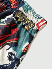 ROMWE MEN Anime Men's Fashion Figure Print Boxing Shorts - Multicolor - View 4