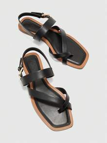 CUCCOO BIZCHIC Women's Shoes Buckle Cross Design Daily Versatile Fashion Flat Sandals Summer Shoes - Black - View 10