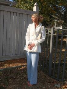 Sydney Algeri Women's Mink Fur Cuff Collar Waist A-Line Elegant Everyday Commute Thick Woolen Coat - Apricot - View 3