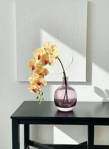 Cirelle 1支人造蝴蝶蘭莖,真實觸感膠乳體蝴蝶蘭枝,假的石斛花 - 黃色 - 查看 8