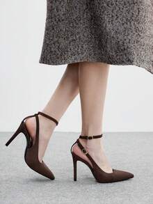 CUCCOO BIZCHIC Giày cao gót mũi nhọn thanh lịch dành cho nữ, thiết kế tối giản cho việc đi lại - Cà phê nâu - Xem 4