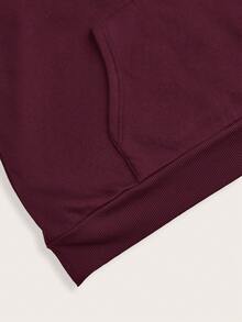 SHEIN EZwear Áo sweatshirt nữ dáng rộng, màu tím đỏ, tay dài, có túi, thích hợp cho mùa thu/đông. - Màu đỏ tím - Xem 3