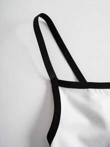 BATMAN X SHEIN Women's Comfortable Soft Contrast Trim Bat Print Cami Top And Panty Set