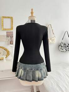 Elamini 千禧复古格子拼接针织衬衫 - 彩色 - 查看 2