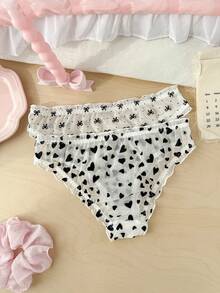 PetitDoll 2条/包 浪漫可爱女士低腰内裤 - 黑與白 - 查看 2