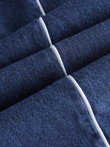 GlowEve Women's Fashion Commuter Contrast Trim Belt Loop Denim Jeans - Blue - View 3