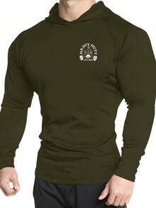 Gym Rark Men's Contrast Color Print Long Sleeve Sweatshirt - Army Green - View 5