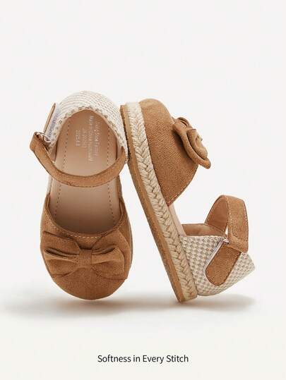 Cozy Pixies 1 Pair Summer Cute Toddler Girls Brown Bow All-Match Casual Fashion Versatile Soft Bottom Closed Toe Infant Flat Sandals