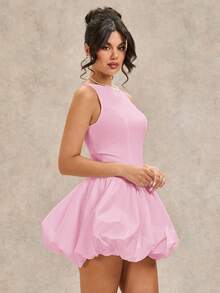 SHEIN BAE 夏季海滨度假纯白假日连衣裙无袖无肩带背心连衣裙泡泡裙花苞裙芭蕾舞裙性感露背交叉绑带迷你连衣裙音乐节服装乡村音乐节服装演唱会服装返校季服装婚礼伴娘服装婚礼季服装 - 淺粉色 - 查看 7