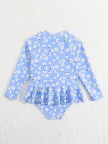 Sparklyn 女童连体泳衣 - 藍白色 - 查看 3