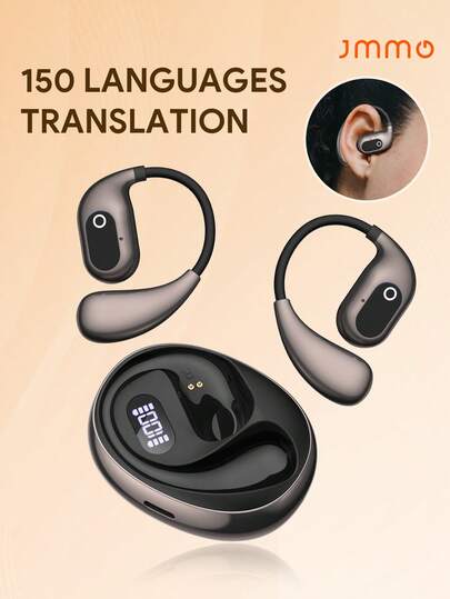 JMMO 【AI翻译】AI实时翻译无线耳机，开放式设计，支持150种语言翻译，实现无障碍沟通，Type-C充电接口兼容所有智能手机，适用于会议、运动、商务、游戏、学习、旅行等多种场景。