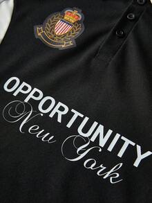 Aesthetic Post 男士简约印花翻领Polo衫 - 彩色 - 查看 2